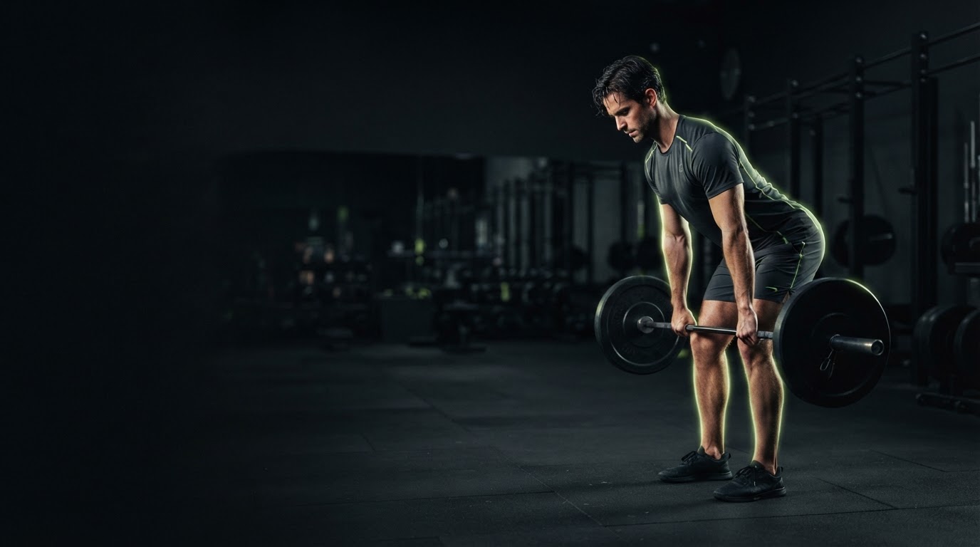 An athlete training in a dim, industrial gym.